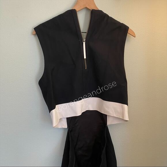 NWT Helmut Lang Black Open Back White Lamb Leather Cocktail Formal Mini Dress 10 - Picture 4 of 14